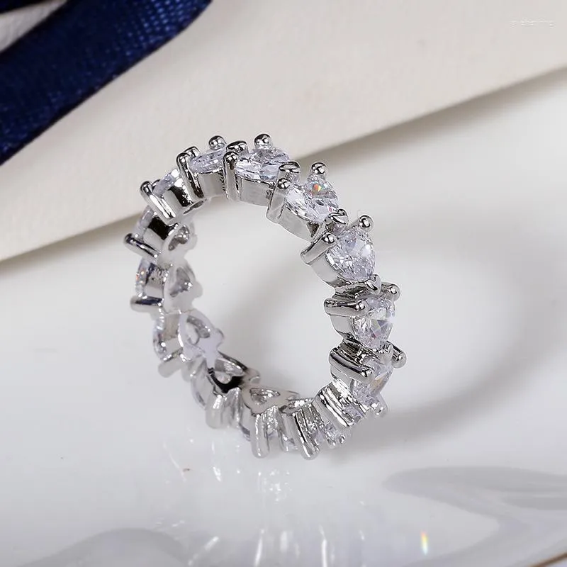 Cluster Rings S925 Sterling Silver Ring For Women Heart Diamond Wedding Couples Christmas Cute 925 Fine Jewelry Luxury