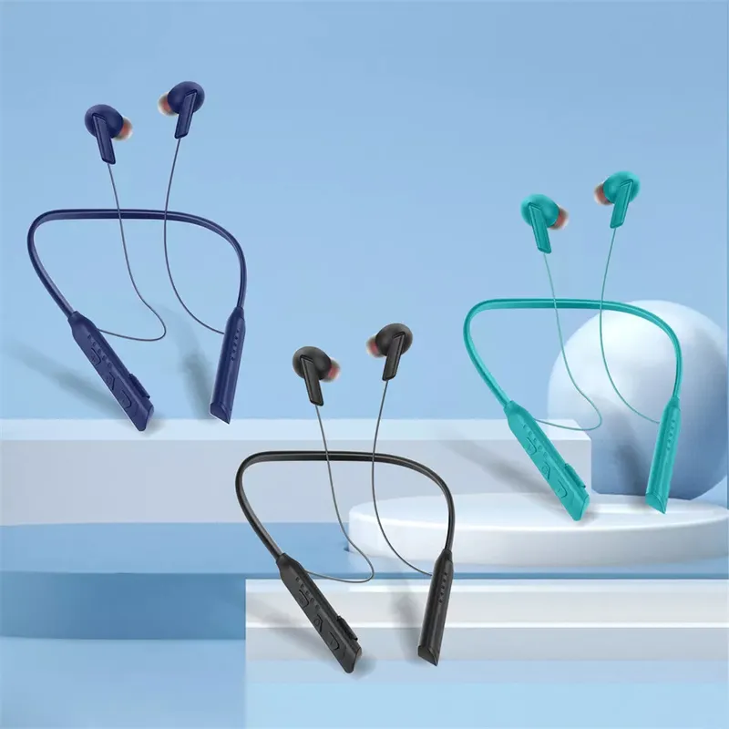 AKZ-R12 BT V5.1 in-ear hörlurar över 8 timmars speltid för sport magnetiskt trådlöst nackband med TF-kortläge