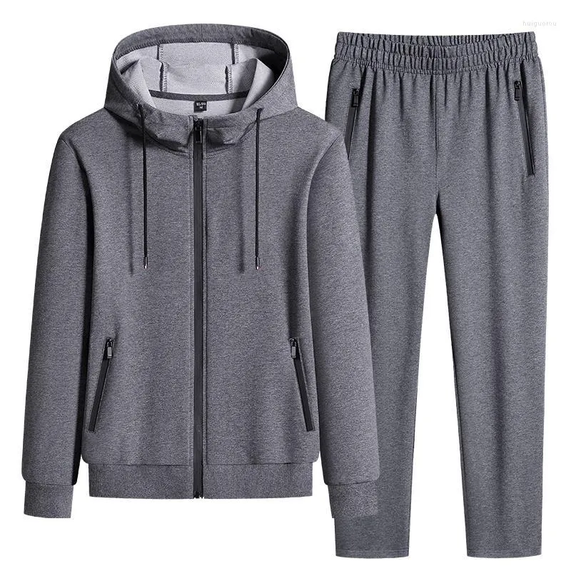 Herrspårar Män 2022 Spring Autumn Clothing Hooded Suit Tracksuit Men Sportkläder Set Male 2 Pieces Sweatshirt Sweatpants Big