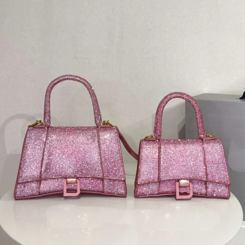 Kozmetik Çantalar Kılıflar 2022 Akşam Omuz Rhinestone Saatli Parlayan Crossbody Crescent çanta çanta kadınları hobo cüzdanlar gerçek gerçek deri bayanlar dolu