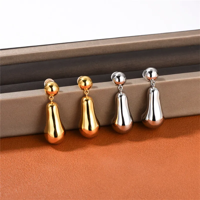 French Water Drop Stud Hollow Pendant Earrings Small Women's Design Sense Simple Fashion All-Match Jewelry Accessories