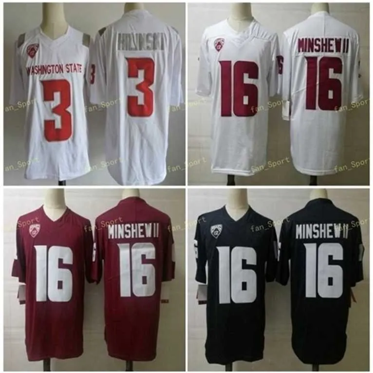 Sj Mens NCAA #16 Gardner Minshew II Washington State Cougars Jersey #3 Tyler Hilinski Football Stitched Jerseys S-3xl