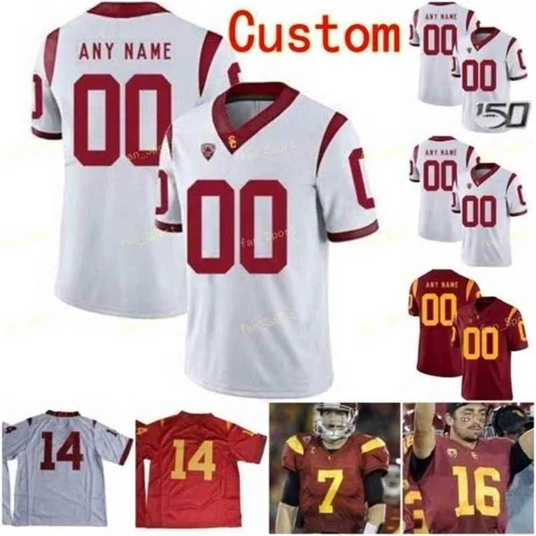 Sj NCAA College Jerseys USC Trojans 5 Reggie Bush 7 Matt Barkley 29 Kedon Slovis 19 Matt Fink 42 Ronnie Lott Fútbol personalizado cosido