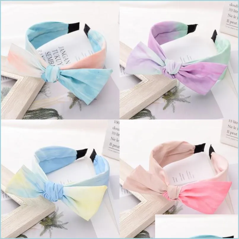 Headbands Headbands Jewelry Womens Fashion Soft Splash Tie Dye Cotton Hairband Ladies Summer Stretch Knot Head Hair Bands Drop Deliver Dhjy3