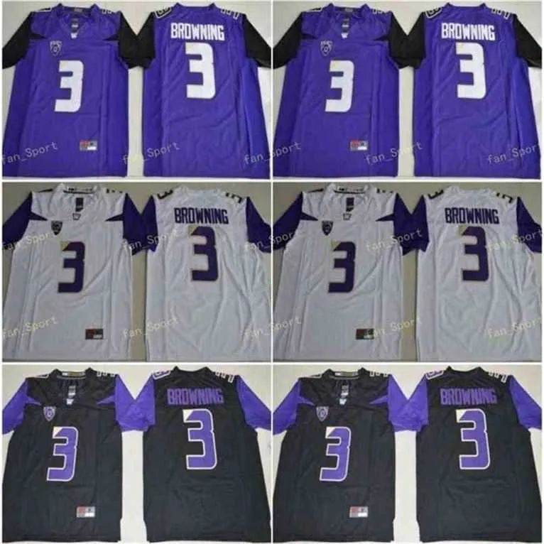 SJ Washington Huskies Jake Browning College Football Jerseys Mens 3 Jake Browning costure