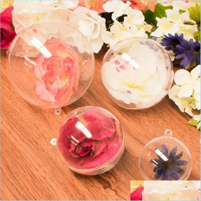 Party Decoration 5/10/15/20Pcs Transparent Christmas Ball Ornaments Navidad Plastic Clear Bauble Xmas Ornament Gift Present Box Drop Dhyvw