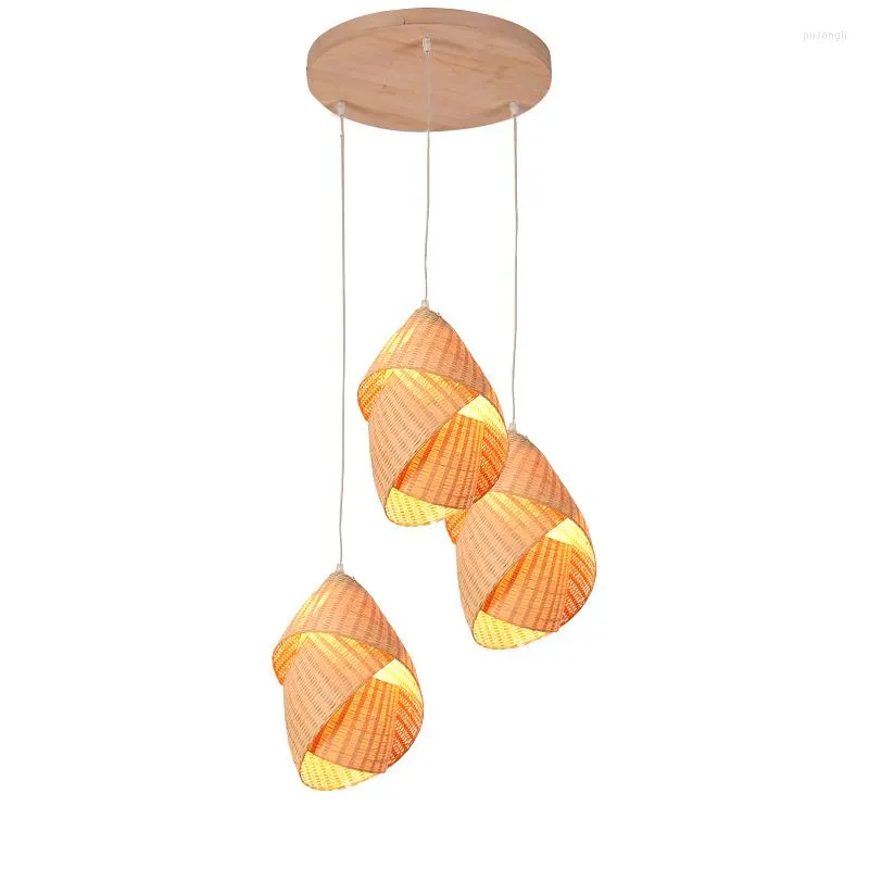 Lampes suspendues Loft chinois en bois LED Restaurant lumières chambre salon décor cuisine luminaires Luminaire Avize