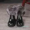  black fluffy boots