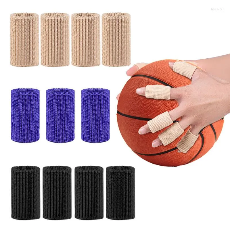 Knee Pads 10pcs Stretchy Sports Finger Sleeves Arthritis Compression Support Guard Basketball Volleyball Protection Straps