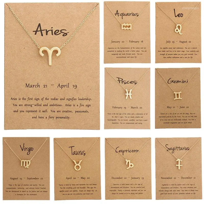 Pendant Necklaces Elegant Zodiac Necklace Gold Female Models 12Constellation Leo Aries Fashion For Women Charty Gift Jewel