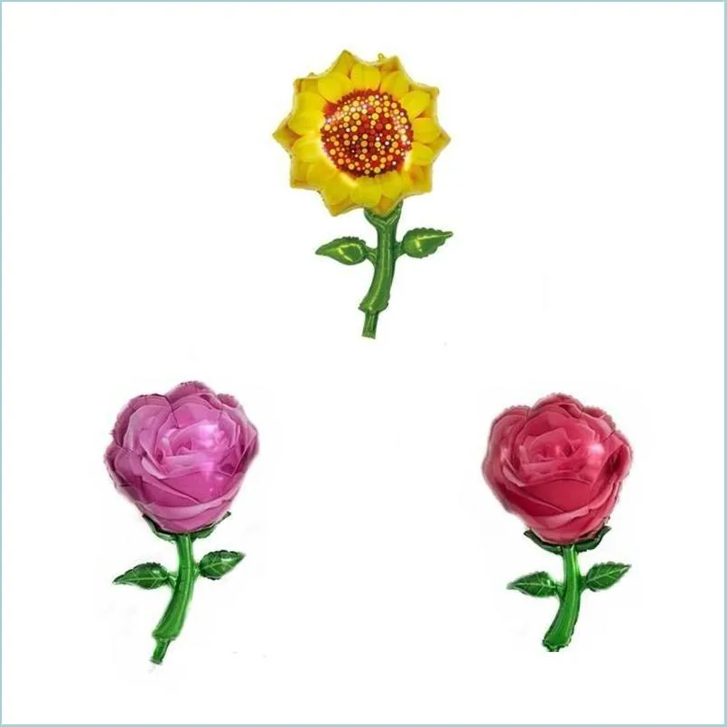 Party Decoration Rose Flower Sunflower Foil Balloons For Wedding Valentines Day Shower Kids Birthday Adt Air Globos Baby Drop Deliver Dhb29