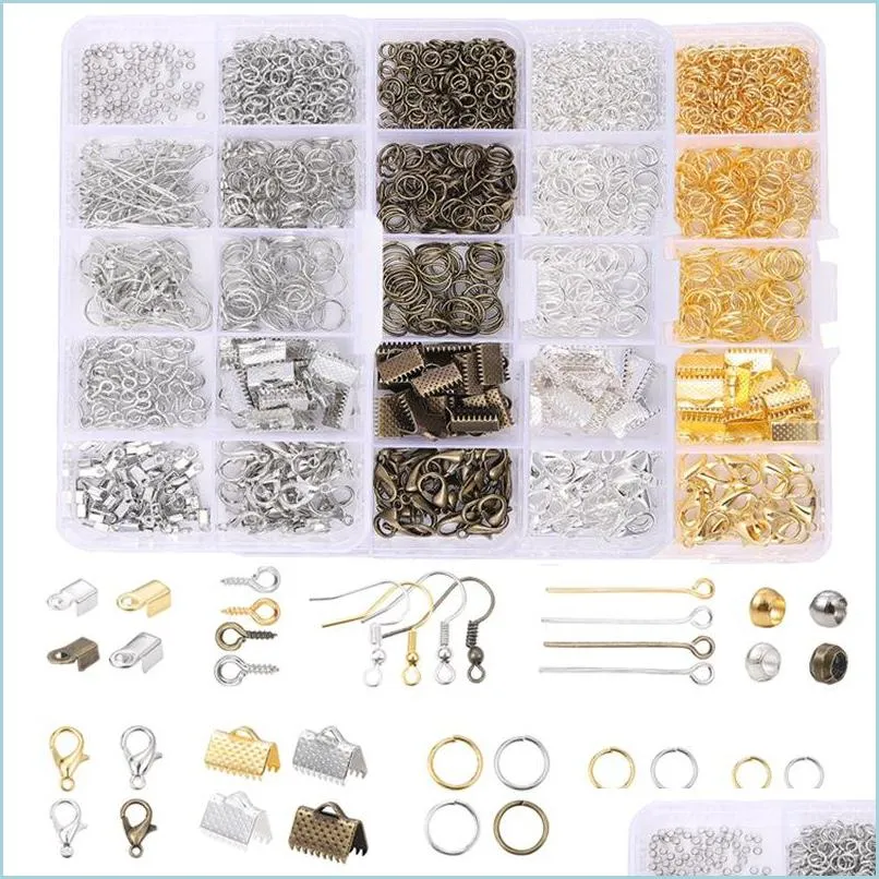 Verschlüsse Haken Legierung Zubehör Schmuck Erkenntnisse Set Clip Schnalle Offene Biegeringe Karabinerverschluss Ohrring Haken Diy Herstellung Liefert Kit 1 Dhkxh