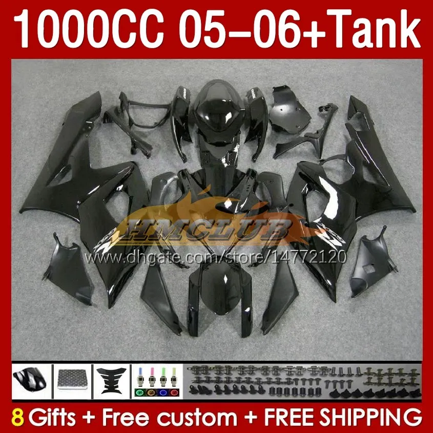 OEM Zbiornik Fairings dla Suzuki GSXR1000 GSXR 1000 CC K5 GSX-R1000 2005-2006 Body 157NO.19 1000cc GSXR-1000 05 06 GSX R1000 2005 2006 Wtryska Former Fairing Błyszy Blosy Czarny Czarny