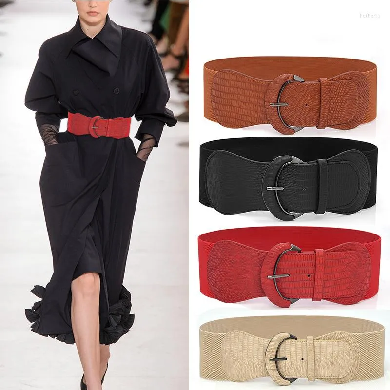Cinture Cintura larga fascia da smoking grande Corsetto per abito da donna Cappotto Moda elastico Designer Cintura donna nera Nastro cintura