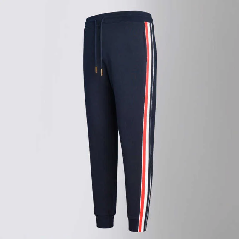 Tb Thom Sweatpants Cotton Rwb Side Stripes Running Pants Lounge Loose Fit Drawstring Waist Harajuku Sport Solid Trousers