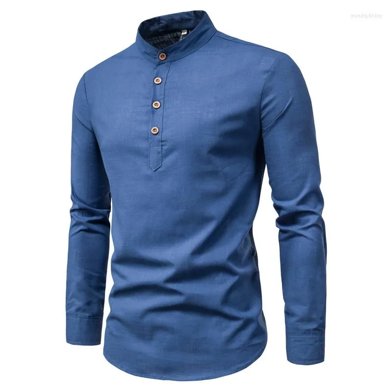 القمصان غير الرسمية للرجال Senbao Top Breatable Linen Long Sleeved Mens Slim Close Shirt National Male Blouse Plouse Camisas