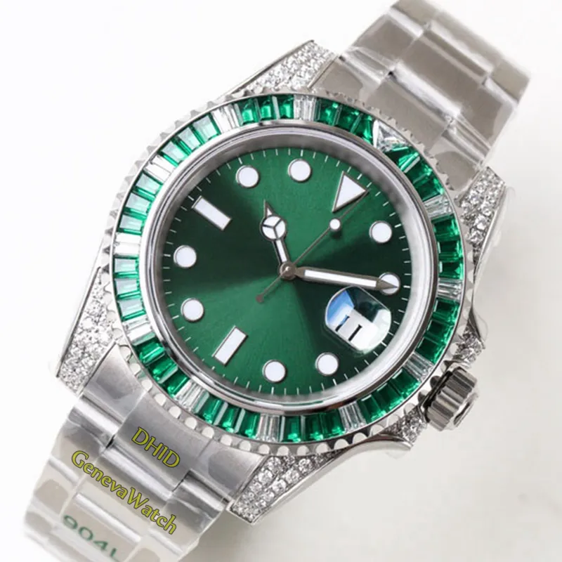 Роскошные мужские дизайнерские часы ETA2836 Автоматическое механическое движение мужские часы 904L из нержавеющей стали сапфировые зеленые голубые красные бриллианты.
