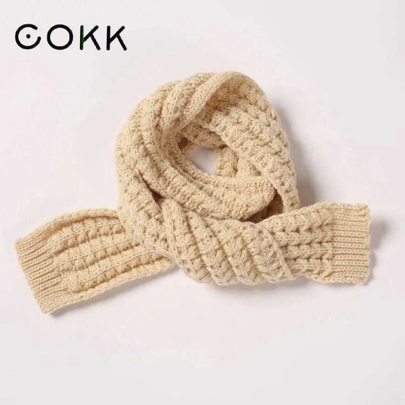 Scarves COKK New Kids Scarf Korean Knitted For Girls Boys Children Women Winter Thick Warm Shl Wraps cessories Y2209