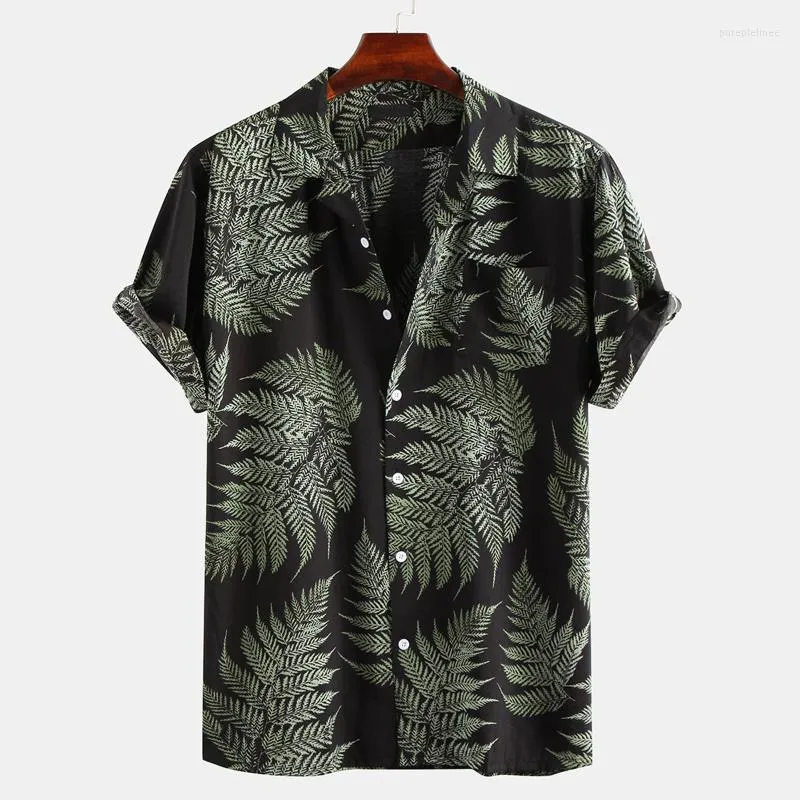 Casual shirts voor heren heren grote mannen korte lente slanke bedrukte top zomers mouw strand gemonteerd shirt pack witte heren los