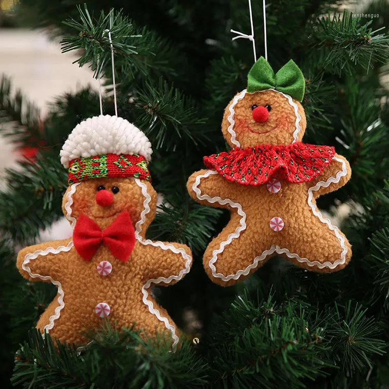 Kerstdecoraties Gingerbread Man ornamenten boomdecoratie hanger voor thuisjaar 2022 Fabric Doll Navidad Party Gifts