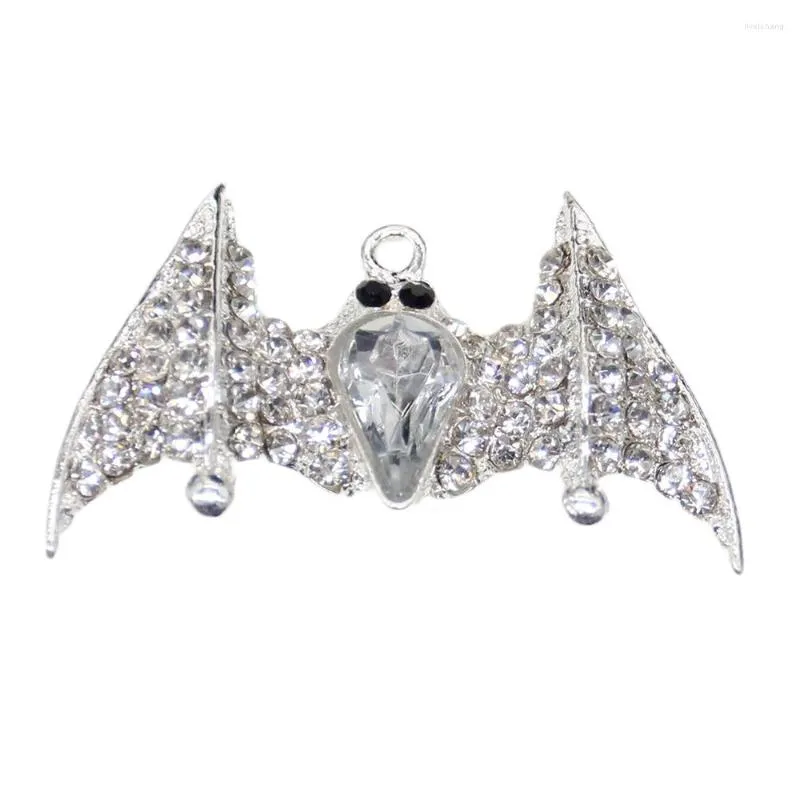 Naszyjniki wisiorek 100pcs/partia Silvertone Rhinestone Bat Animal urok dla kobiet