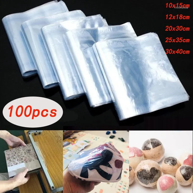 Storage Bags PVC Heat Shrink Film Bag Blower Seal Flat Mouth Blue Transparent Plastic