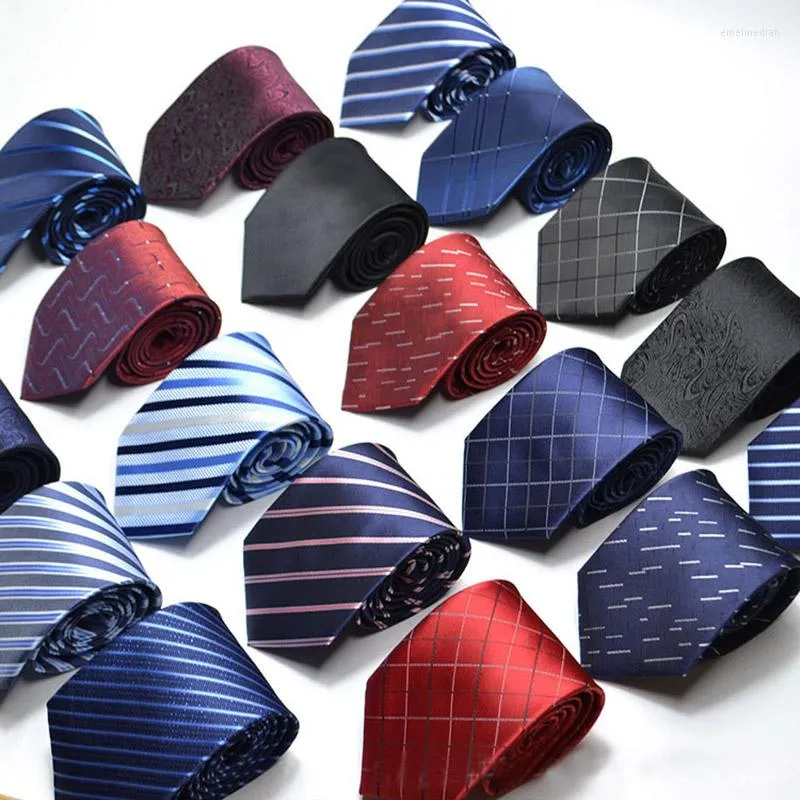 Bow Ties 7cm Mens Business Tie Resmi Çizgili Jakard Düğün Kravat Dar Klasik Corbata Neckwear Gravata