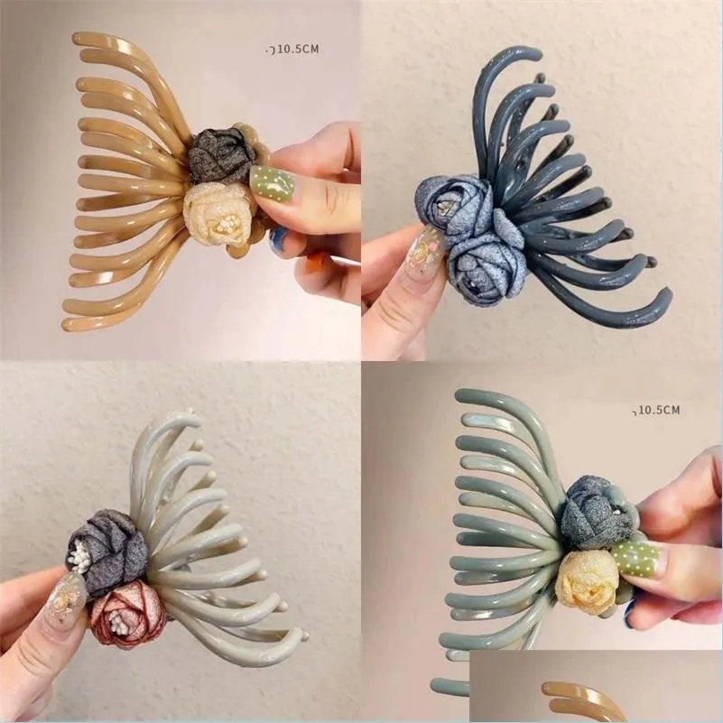 Pinces à cheveux Barrettes Bud Shape Hair Shark Clips Catch Adt Femmes Couleur Solide Fleur Top Pince Grand Oversize Chapeaux Épingle À Cheveux Bijoux Dhydf