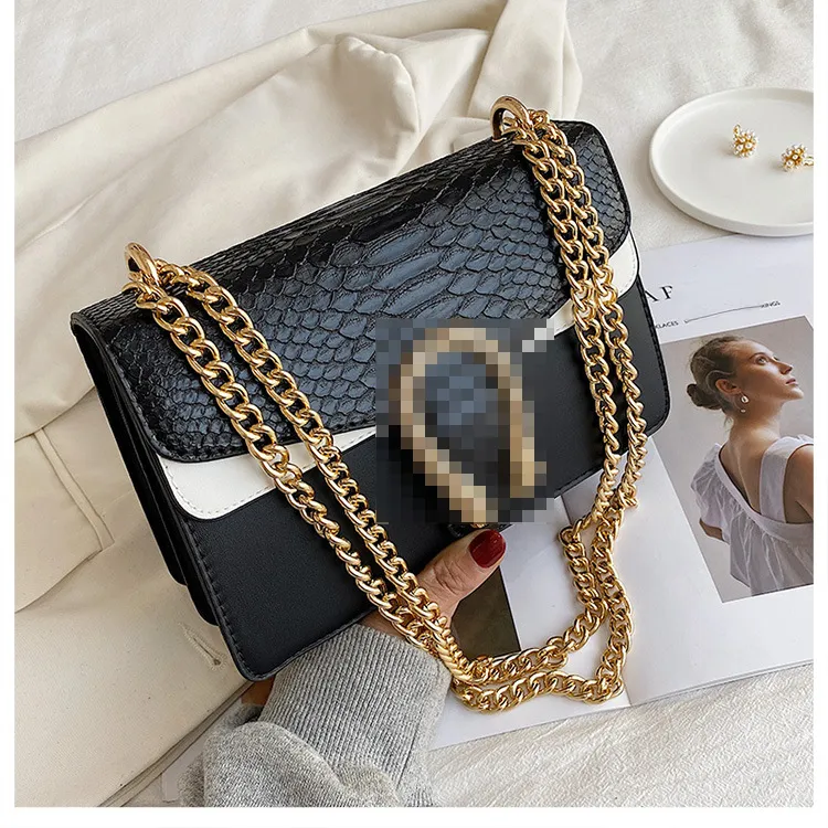 One Shoulder Crossbody Bag Fashion Chains Pu Alligator Patchwork