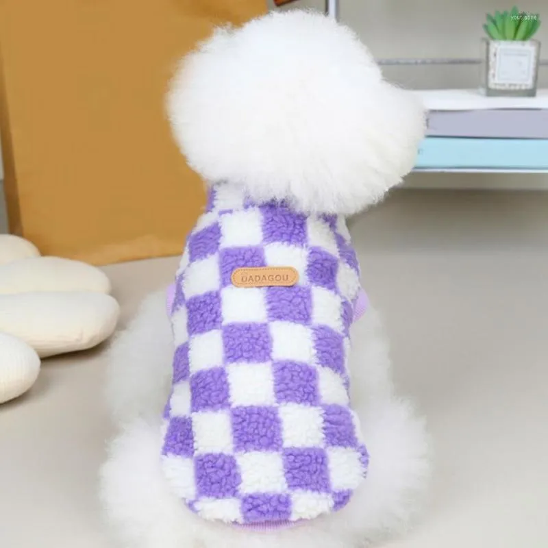 Koszulka z odzieżą dla psów Stylowe lekkie ubrania z miękkim szachownicą na misia kamizelka dla zwierząt