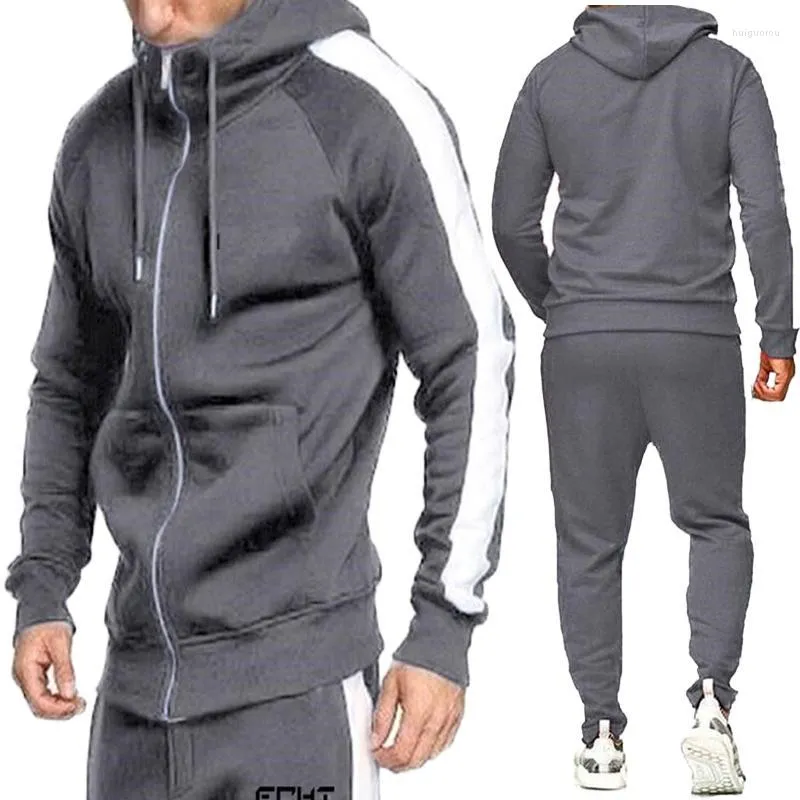 Men's Tracksuits Men 2PCS Men Tracksuit Set Hoodie Tops Calças de corrida de ginástica de ginástica de ginástica vestido de suor com capuz