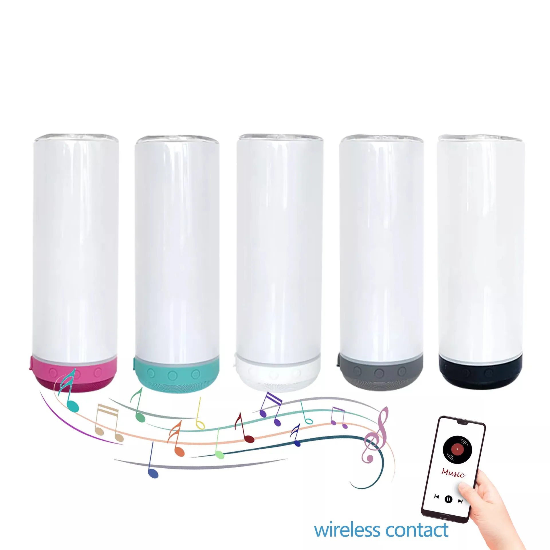 20oz sublimering Bluetooth -h￶gtalare Tumbler Sublimation Smart Water Bottle Wireless Intelligent Music Cups