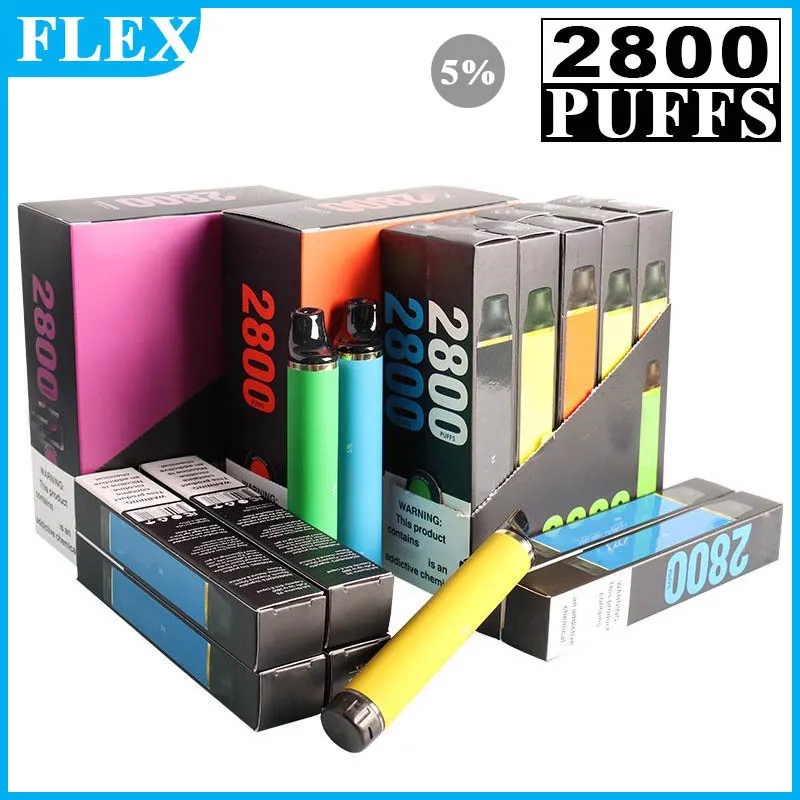 オリジナルのパフフレックス2800使い捨て電子タバコ2％5％8mlペン25色850mahバッテリーデバイス認定vs iqteキングパフダブルファイルx pro 5000充電式