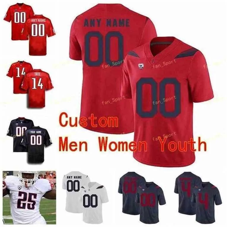 SJ NCAA COLLEGE JERSEYS Arizona Wildcats 1 Drew Dixon 10 Jamarye SJ iner 11 K'Hari Lane Tayvian Cunningham Custom Football Stitched