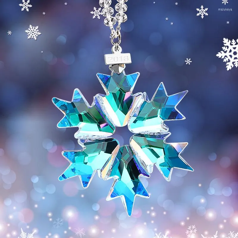 Interieur decoraties kerstcadeaus transparante kristallen sneeuwvlokken autoschanging decoratie ornamenten zon catcher sneeuwvlok hangende trim