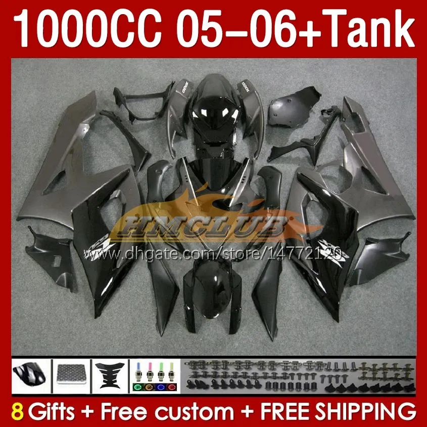 OEM Gray Black Fairings Tank f￶r Suzuki GSXR1000 GSXR 1000 CC K5 GSX-R1000 2005-2006 BODY 157NO.14 1000CC GSXR-1000 05 06 GSX R1000 2005 2006 Injektion M￶gelm￤ssa