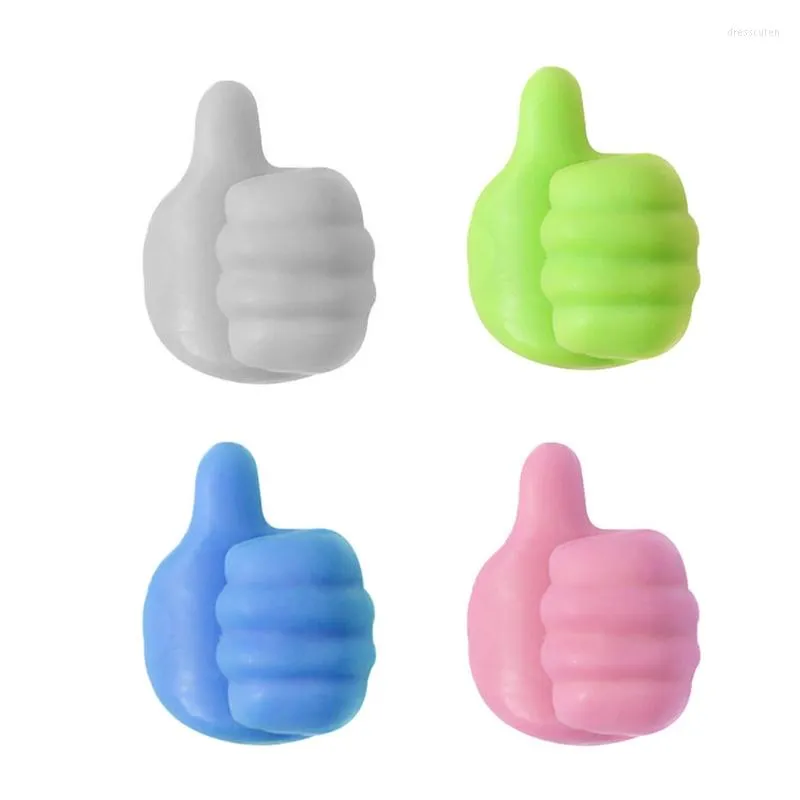 Hooks D0JA Creative Silicone Thumb Up Shaped Wall Hook Multi-function Self Adhesive Key Hanger Holder Data Cable Jewelry Organizer