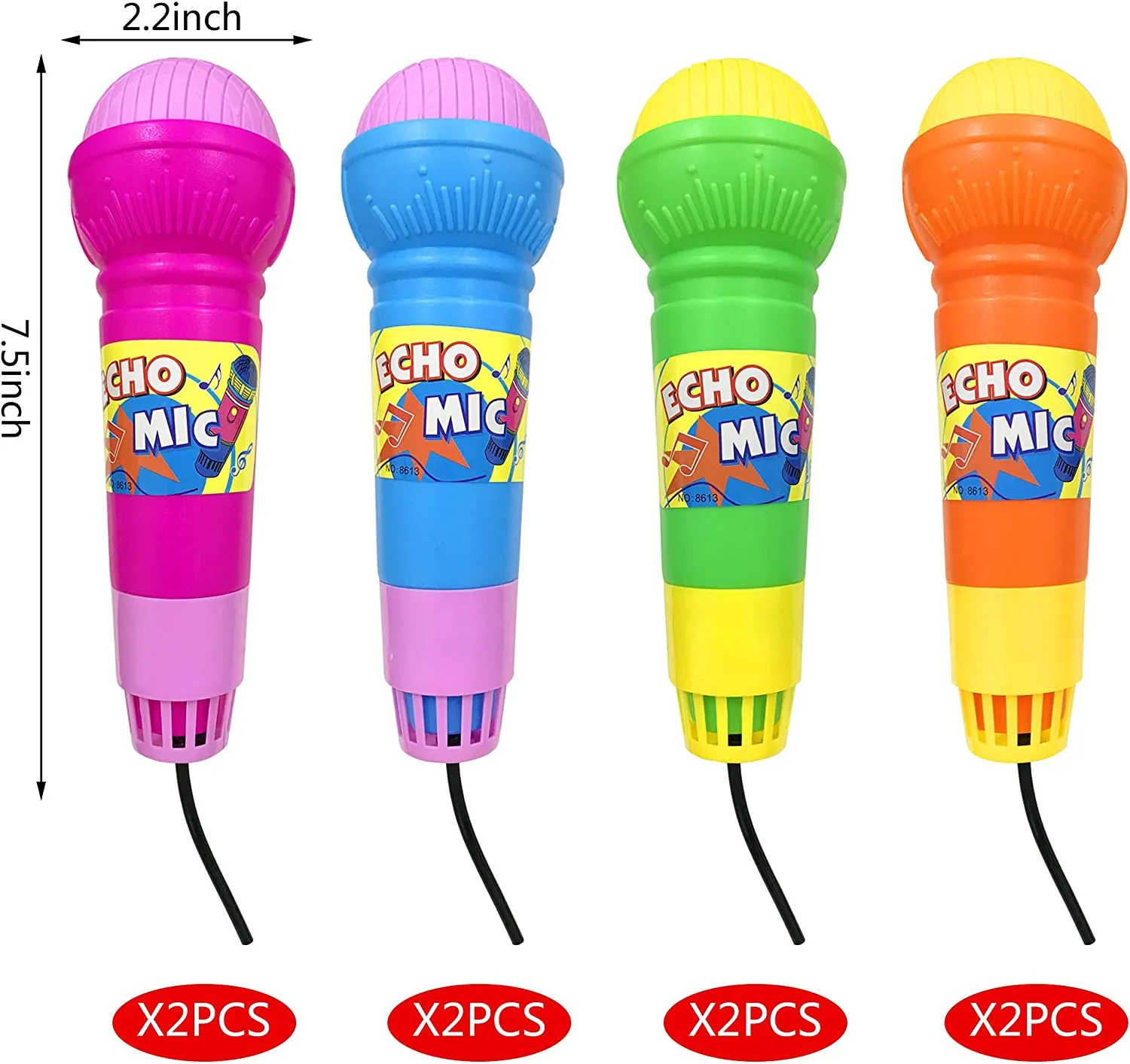 Echo Sound Microfoni giocattolo Microfoni per karaoke Giocattoli durevoli e leggeri Divertimento per cantare 8 PC