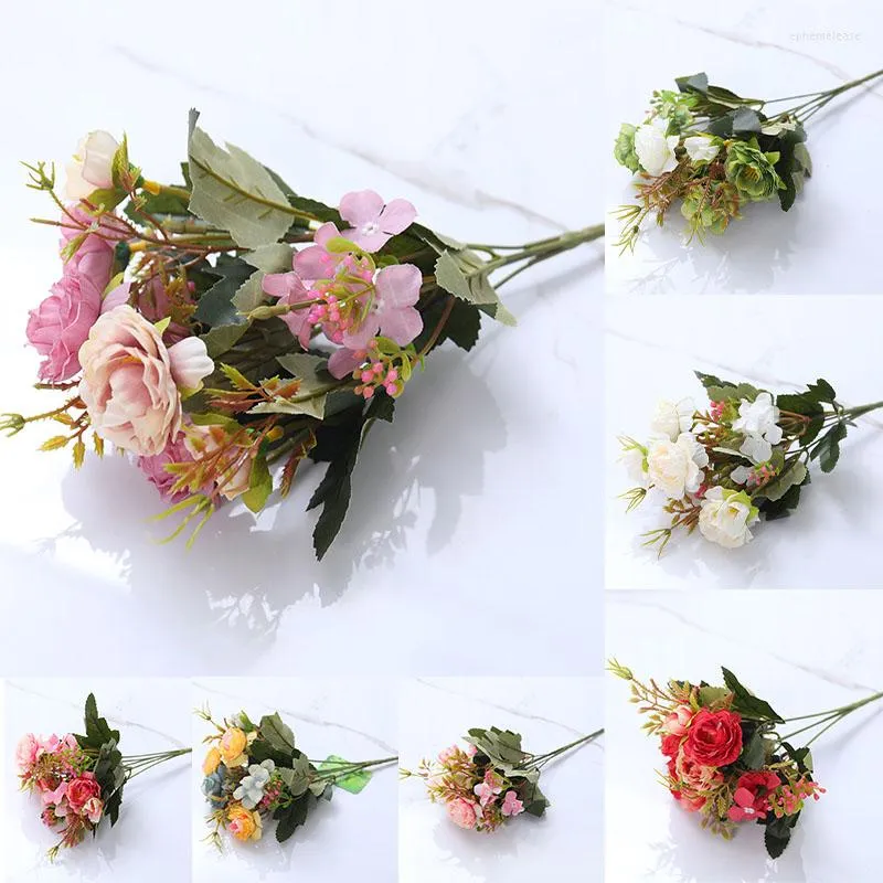 Decoratieve bloemen 1 Bunch Faux Silk Artificial Fake Peony Flower Bouquet For Wedding Party Home Decoratie Modern Simple Arrangement 28 cm