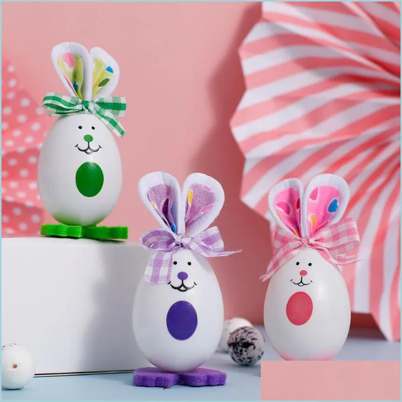 Dekoracja imprezy 3PCS Easter Cute Egg z muszką DIY DIY Prezent dla dzieciaku przychylność domu Dekoparty Dekoraldy Dro dhwuc
