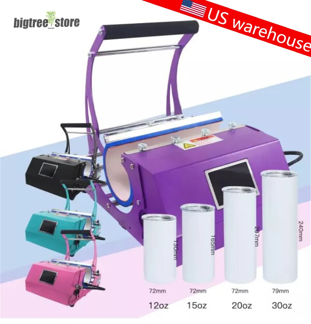US warehouse Heat Transfer Machines Universal Sublimation Mug Press for 20oz/30oz straight skinny tumbler Hot Printing Digital Baking Cup Machine AAA