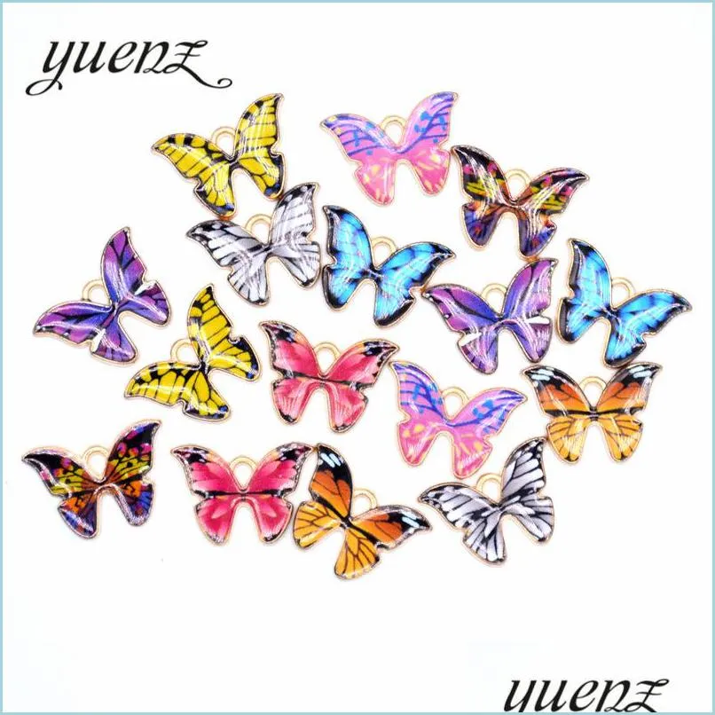 Charms Colorf Butterfly hanger 100 stcs Lot 2115 mm Email Dierbol Paarden Personeelsbestand geschikt voor ketting Bracelet Des sieraden maken RMII DROP DHF1Y