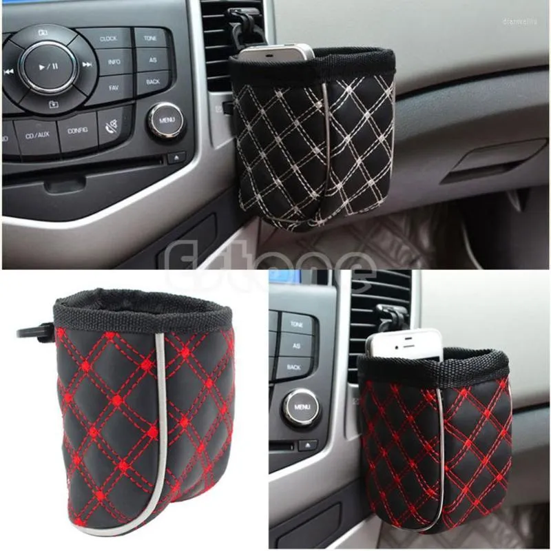 Car Organizer 1PC Air Vent Cellulare Mesh Holder Pocket Detriti Storage Pouch Bag U1JF