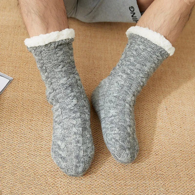 Thermal Socks Mens Women Winter Warm Home Soft Cotton Sleeping Anti Slip  None Grip Short Floor Slipper Sock