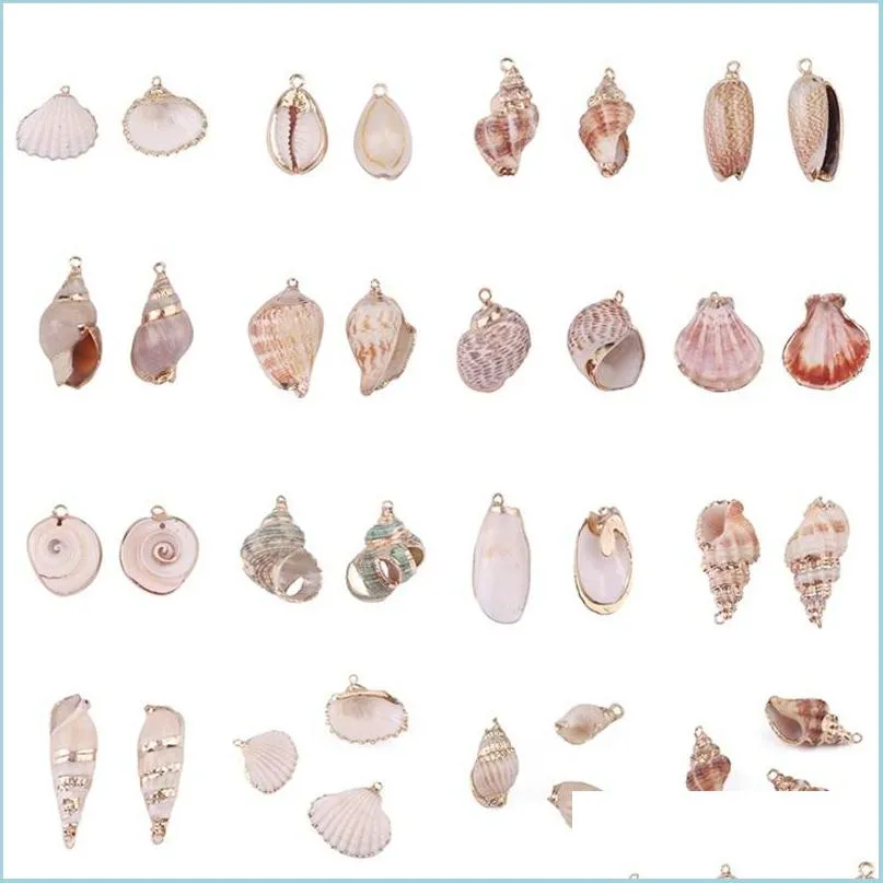 Charmes 15 Styles charmes de coquille naturelle minuscule conque Cowrie coquillages de mer pendentif pour bijoux à bricoler soi-même faisant collier Bracelet 1957 Q2 Drop Deli Dhomj