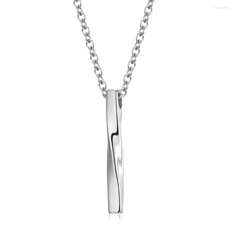 Anhänger Halsketten Edelstahl Halskette für Männer und Frauen Unisex Twisted Cube Bar mit Gliederkette