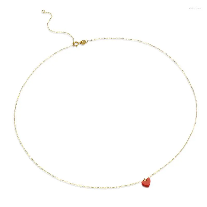 Collane con pendente Arrivo Italia Design AU750 Collana cuore rosso in oro giallo