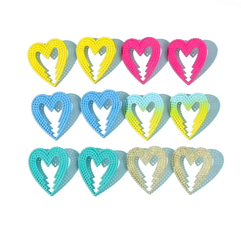 Conjuntos de brincos pendentes Love Heart Star Hoop Drop para mulheres, meninas, multicolorido, fofinho, Boho, hipoalergênico, colorido, corrente, brincos, joias de praia, atacado