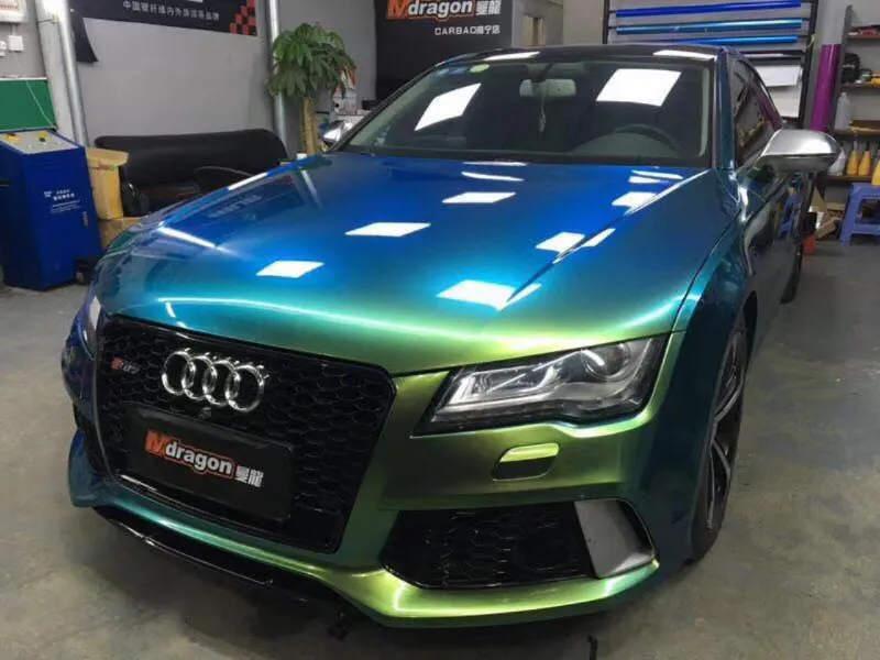 Jungle Green Metallic Vinyl Chameleon Wrap For Cars Foil Air Free