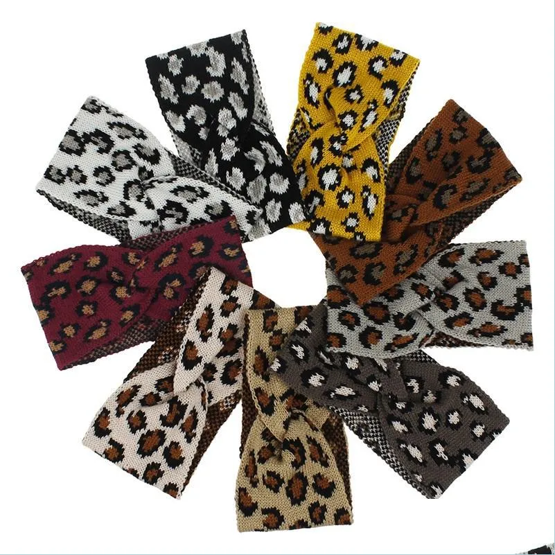 Hoofdbanden breien haarband elastische mode luipaard print wollen haren accessoires voor vrouwen herfst en winterhoofdband 4xm k2b drop d dhdhp